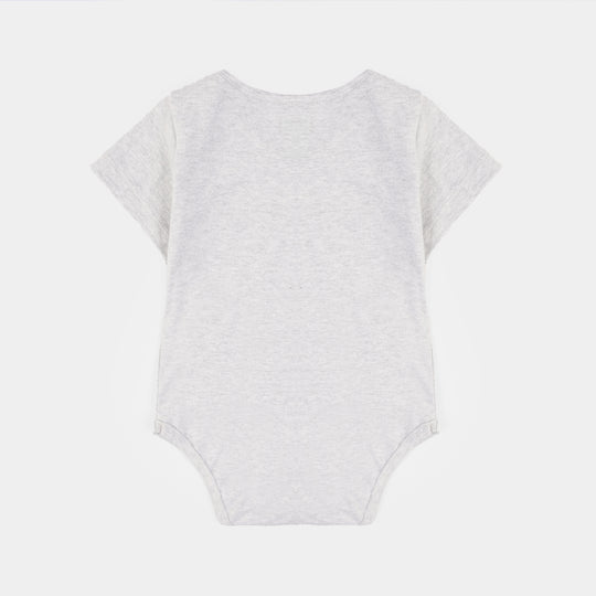 Infant Boys Jersey/Terry Elephant Romper Set-White/Grey