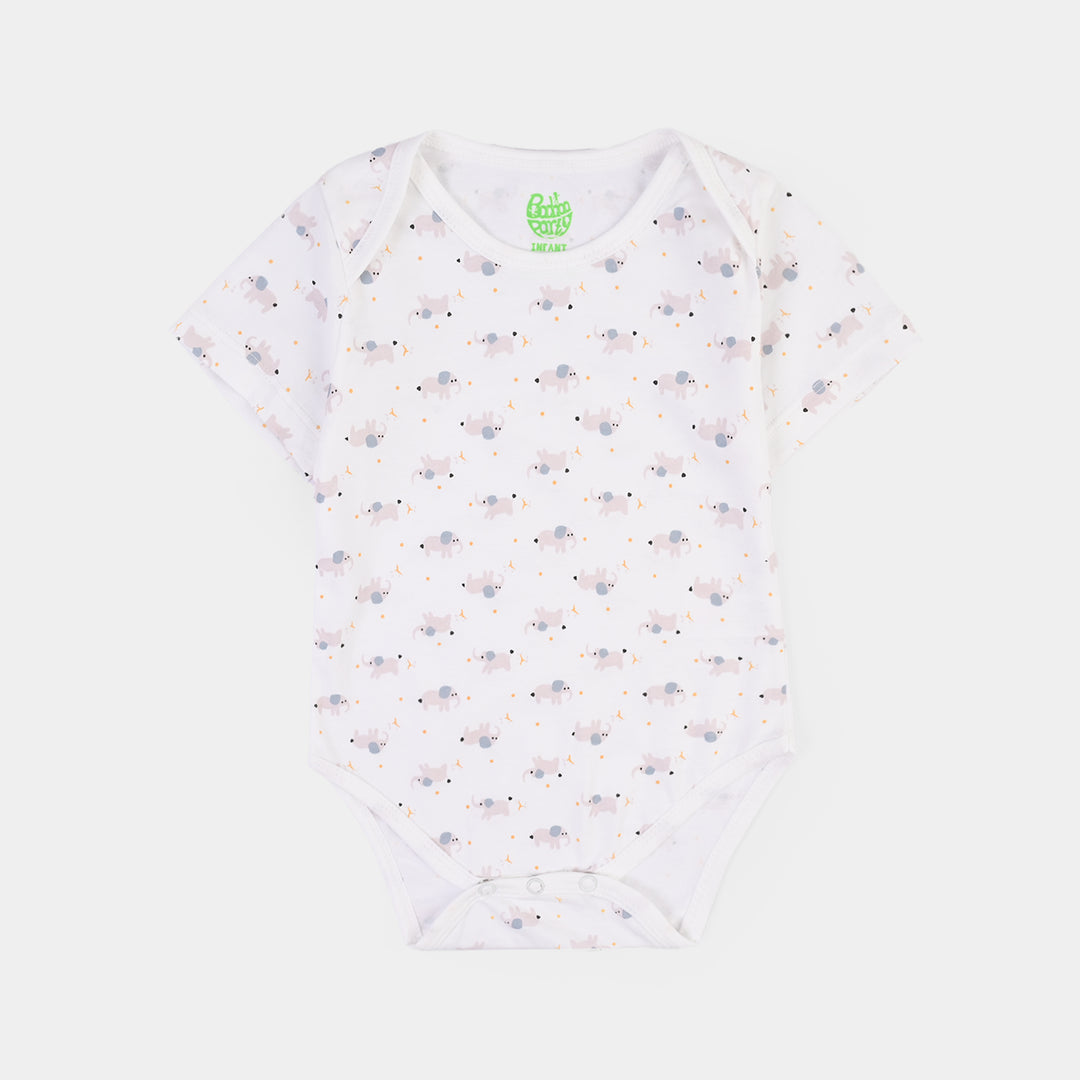 Infant Boys Jersey/Terry Elephant Romper Set-White/Grey