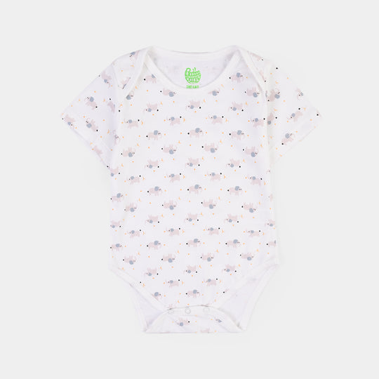 Infant Boys Jersey/Terry Elephant Romper Set-White/Grey