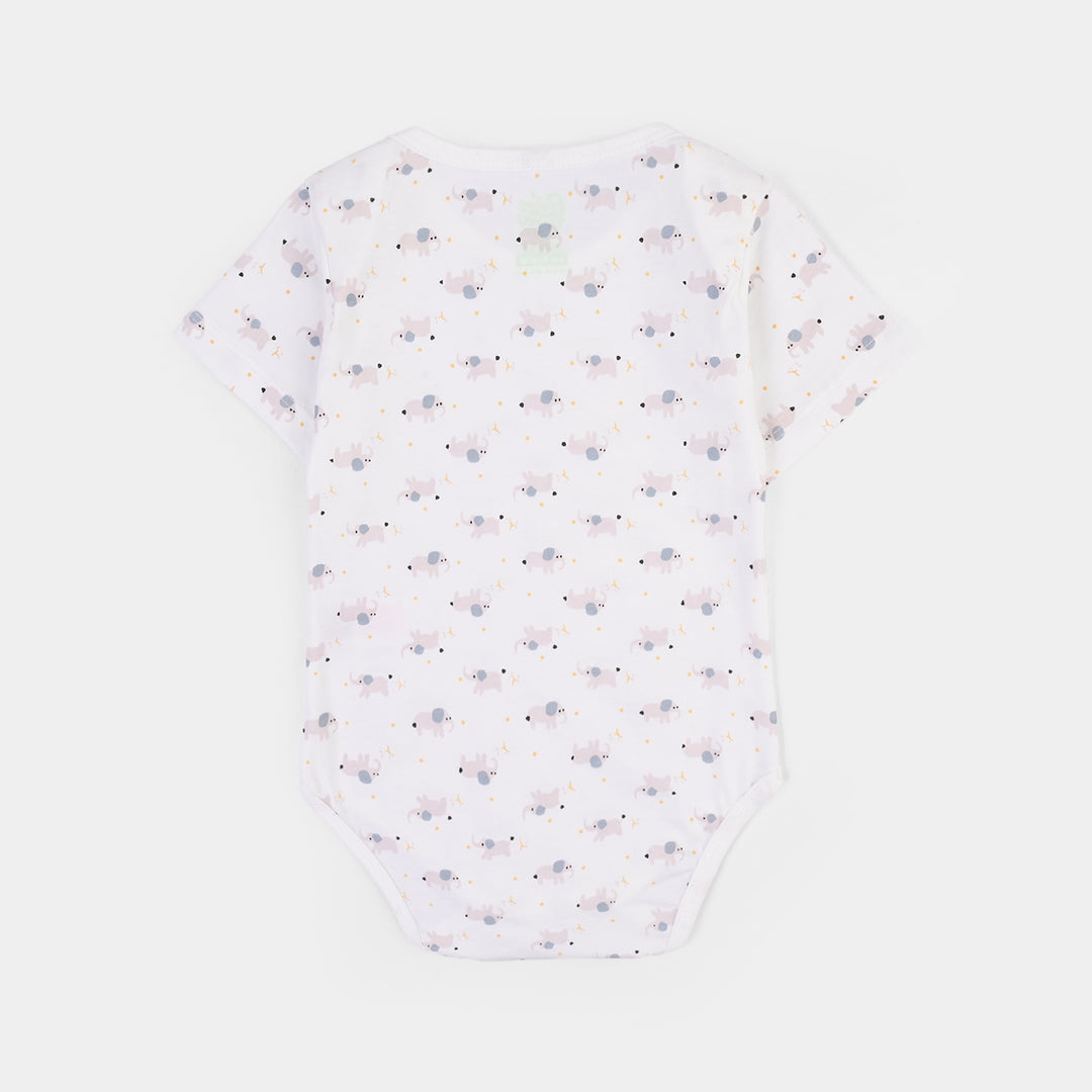 Infant Boys Jersey/Terry Elephant Romper Set-White/Grey