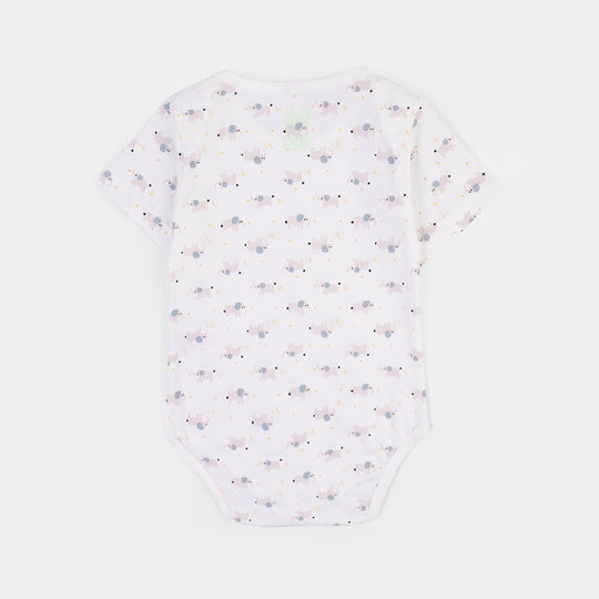 Infant Boys Jersey/Terry Elephant Romper Set-White/Grey