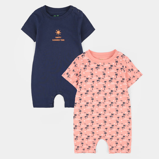 Infant Boys Jersey/Terry Sunshine Time Romper Set-Navy/Orange