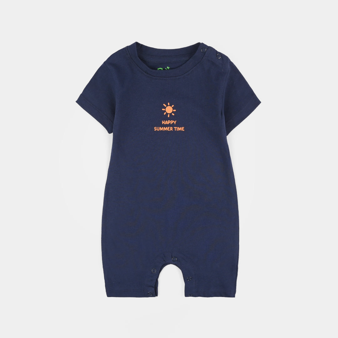 Infant Boys Jersey/Terry Sunshine Time Romper Set-Navy/Orange