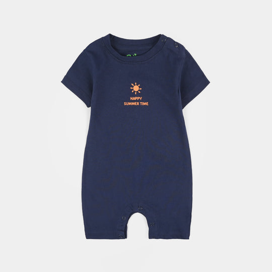 Infant Boys Jersey/Terry Sunshine Time Romper Set-Navy/Orange