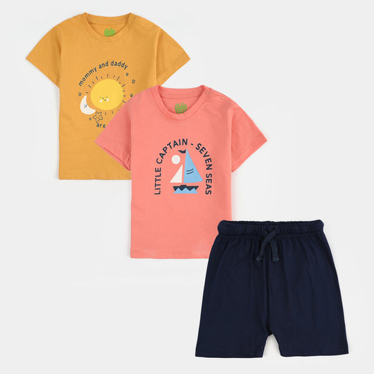Infant Boys Jersey/Terry Seven Seas Set (2xT-Shirts+Short)