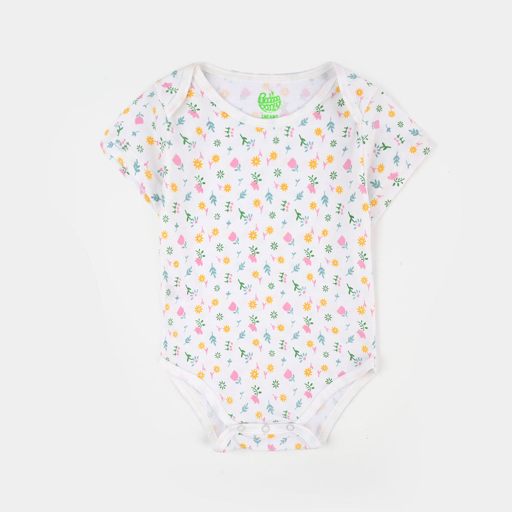 Infant Girls Jersey/Terry Bloom In The Garden Romper Set-White.Purple