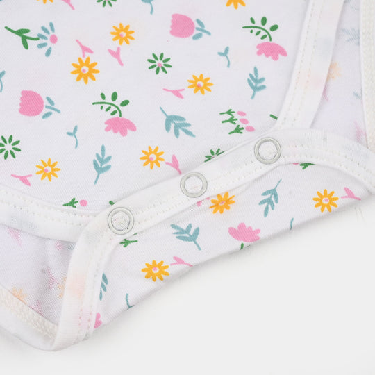 Infant Girls Jersey/Terry Bloom In The Garden Romper Set-White.Purple