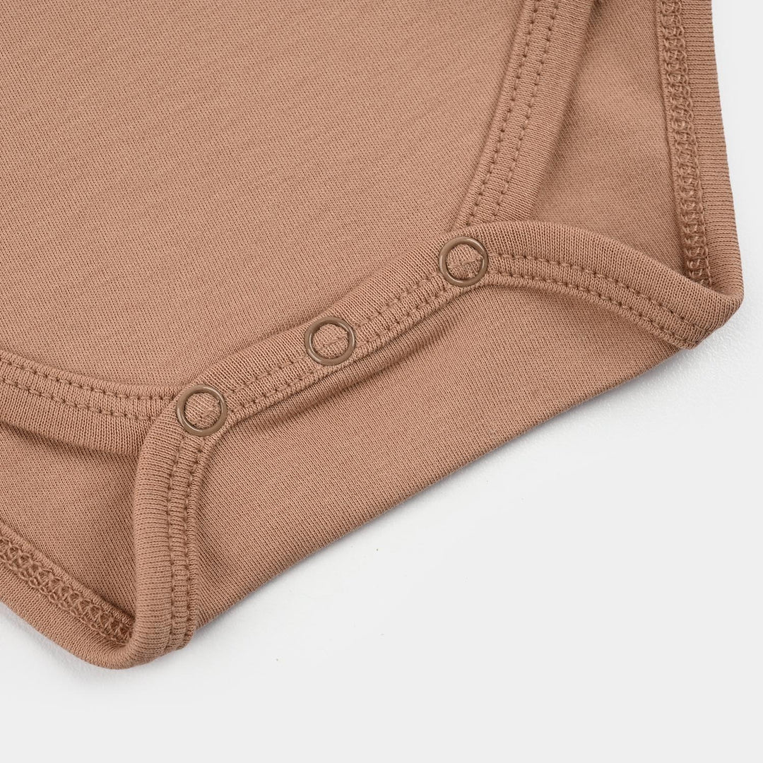 Infant Unisex Cotton Interlock Romper (Beach Time) - Brown