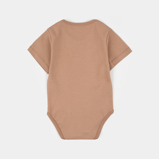 Infant Unisex Cotton Interlock Romper (Beach Time) - Brown