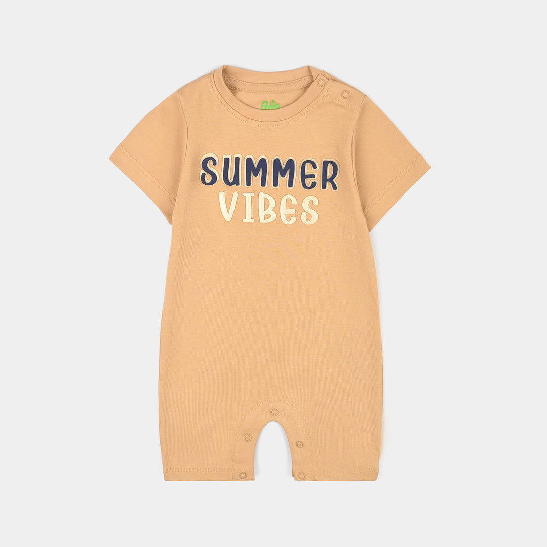 Infant Boys Cotton Interlock Romper SUMMER VIBES-BROWN