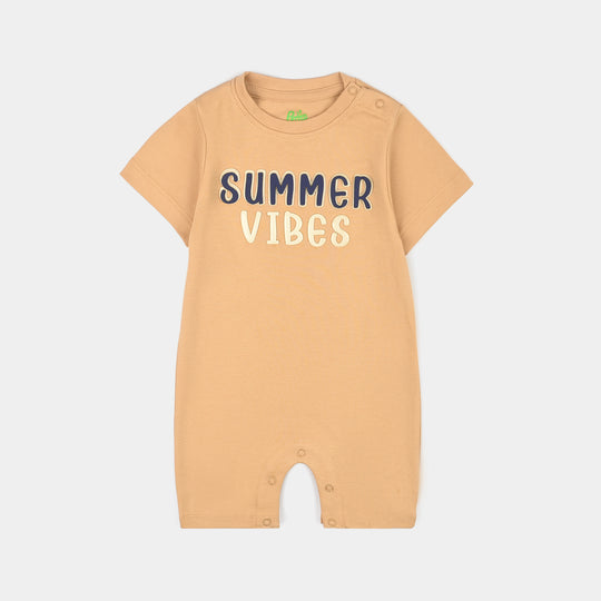 Infant Boys Cotton Interlock Romper SUMMER VIBES-BROWN
