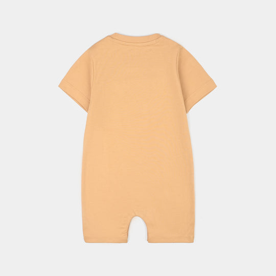 Infant Boys Cotton Interlock Romper SUMMER VIBES-BROWN