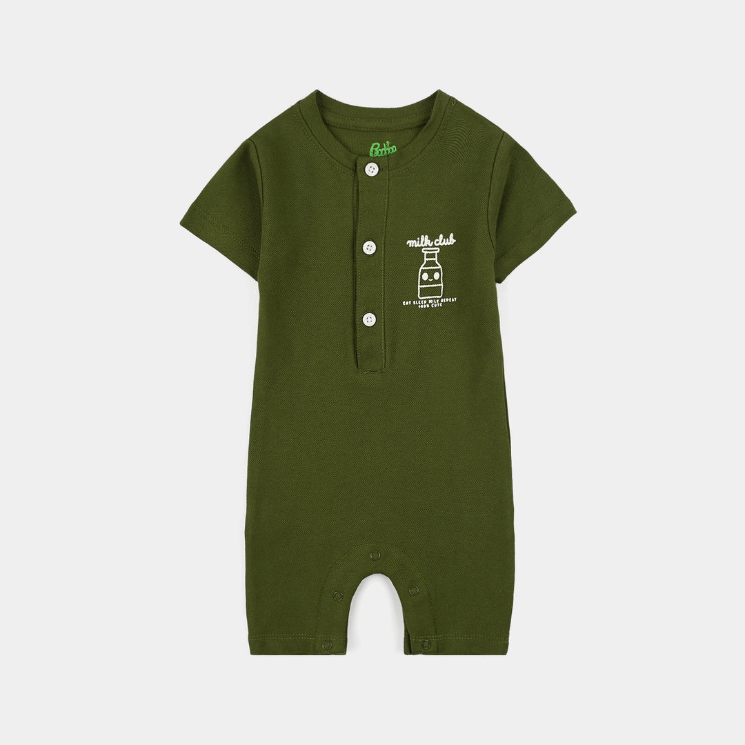 Infant Boys Cotton Romper MILK CLUB - GREEN
