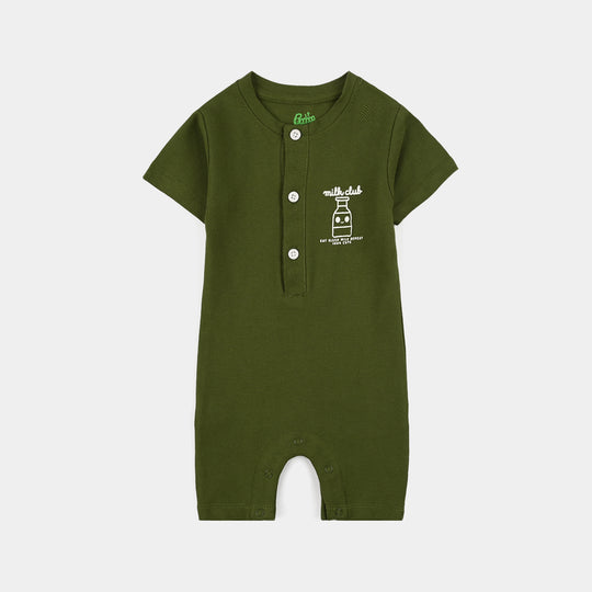Infant Boys Cotton Romper MILK CLUB - GREEN