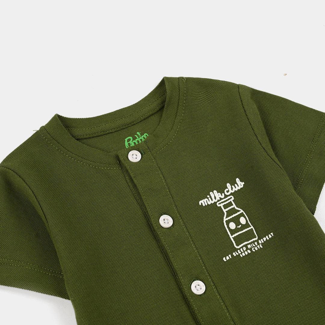 Infant Boys Cotton Romper MILK CLUB - GREEN