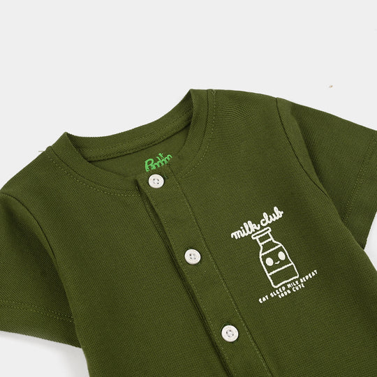 Infant Boys Cotton Romper MILK CLUB - GREEN