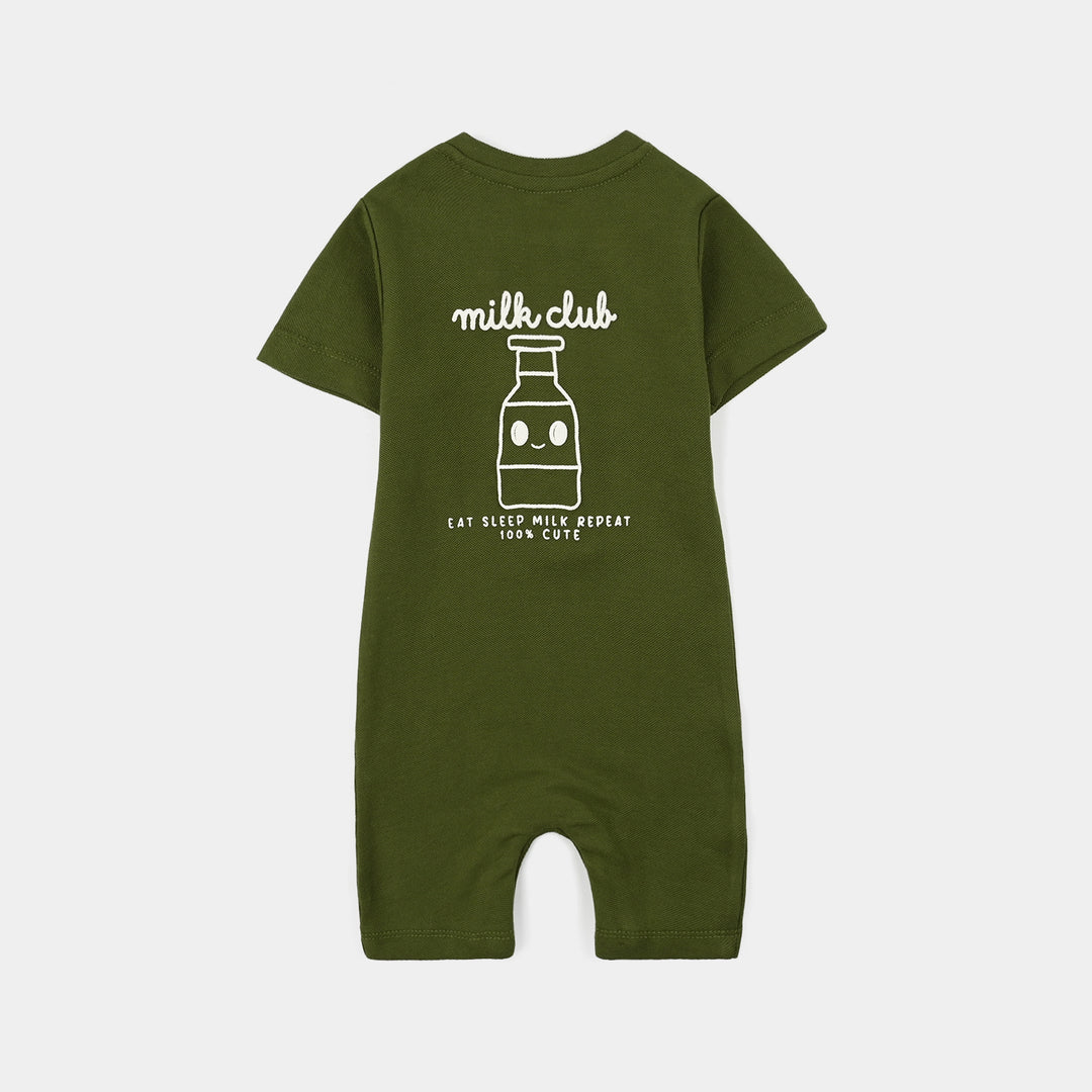 Infant Boys Cotton Romper MILK CLUB - GREEN