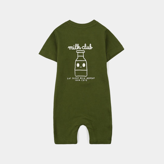 Infant Boys Cotton Romper MILK CLUB - GREEN