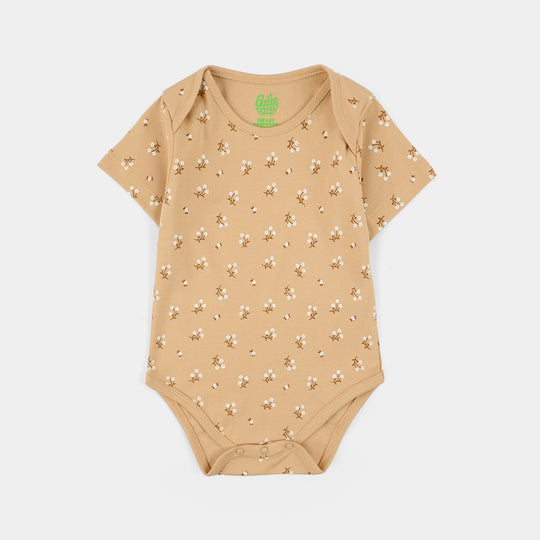 Infant Unisex Cotton Interlock Romper (Bloom) - Brown