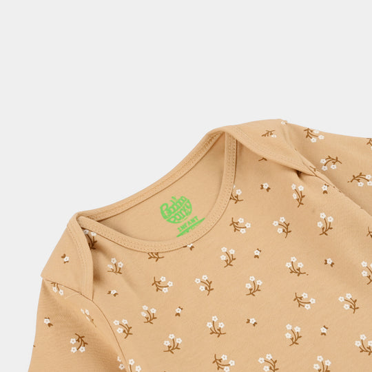 Infant Unisex Cotton Interlock Romper (Bloom) - Brown