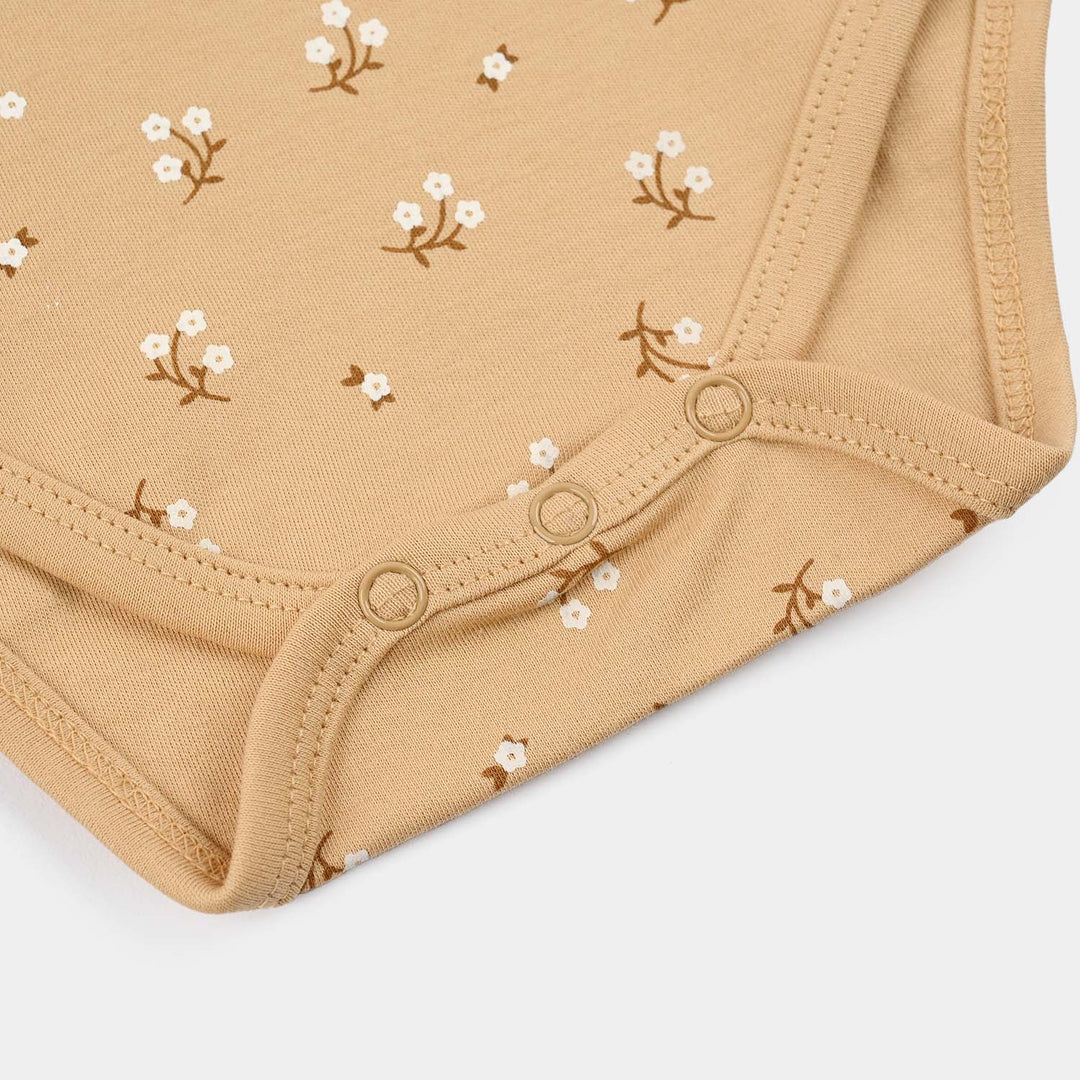 Infant Unisex Cotton Interlock Romper (Bloom) - Brown