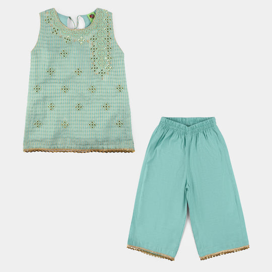 Infant Girls Jacquard 2 Piece Set (Glitter) - Mint Green