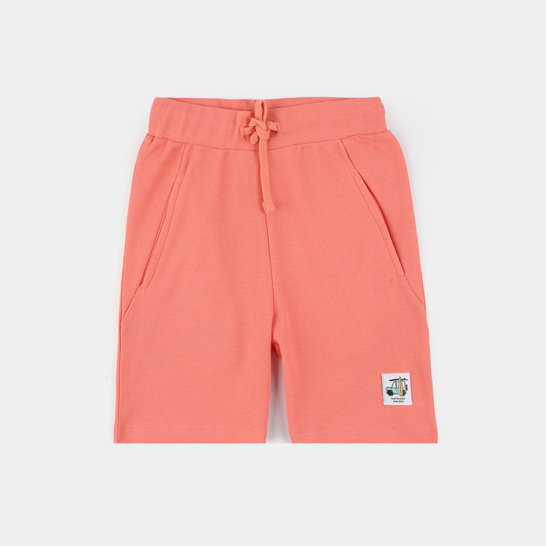 Boys Jumbo Pique Short Surf The Sand - Peach/Rust