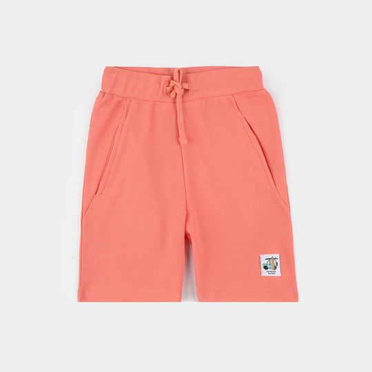 Boys Jumbo Pique Short Surf The Sand - Peach/Rust