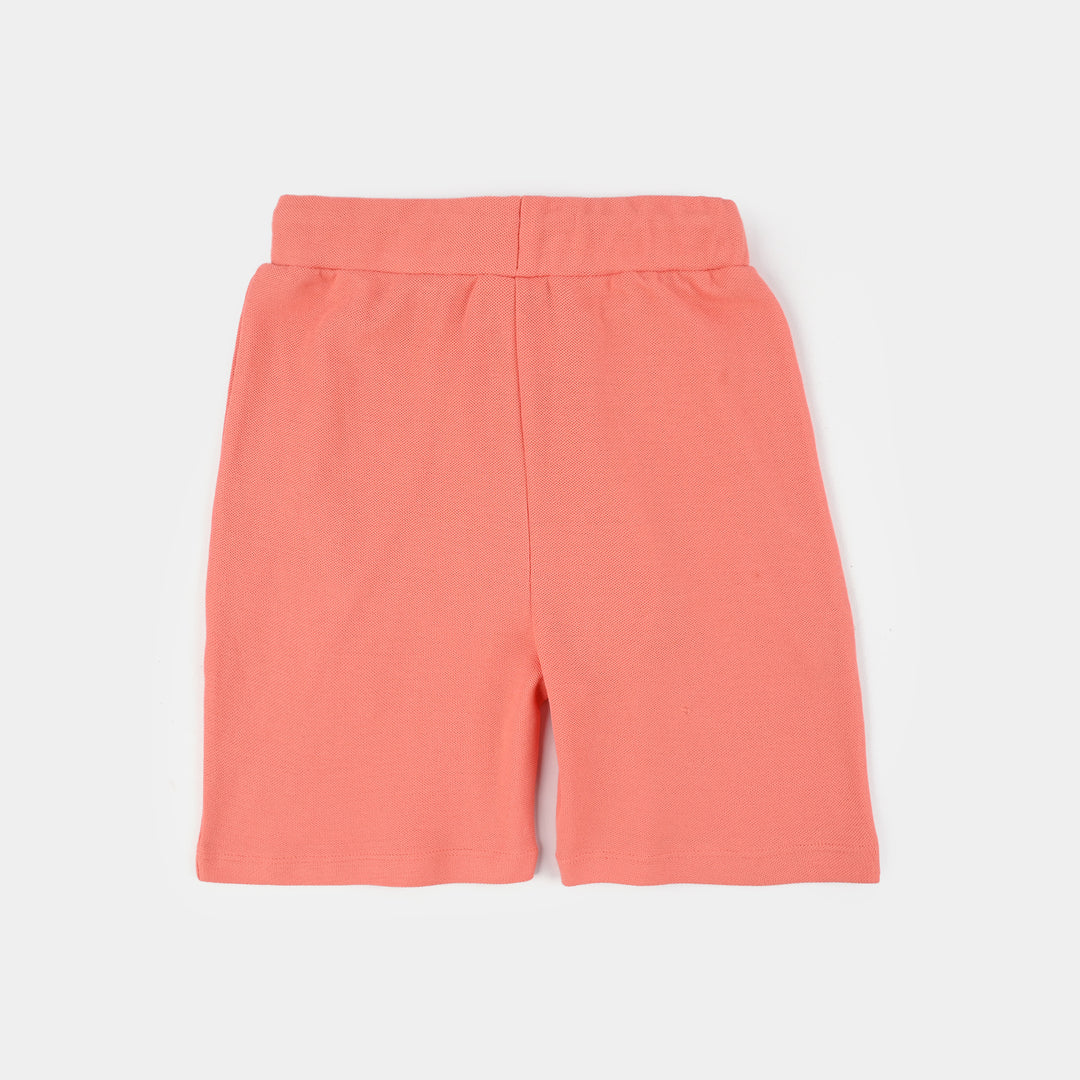 Boys Jumbo Pique Short Surf The Sand - Peach/Rust