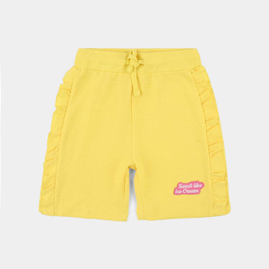 Infant Girls Jumbo Pique Shorts (Sweet Like Ice Cream) - Yellow