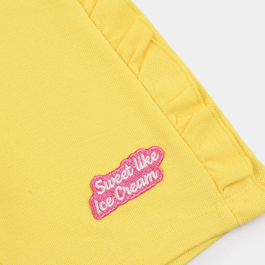Girls Jumbo Pique Shorts (Sweet Like Ice Cream) - Yellow