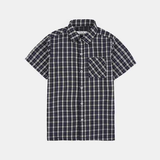 Teens Boys Yarn Dyed Shirt (Blue Berry) - Blue