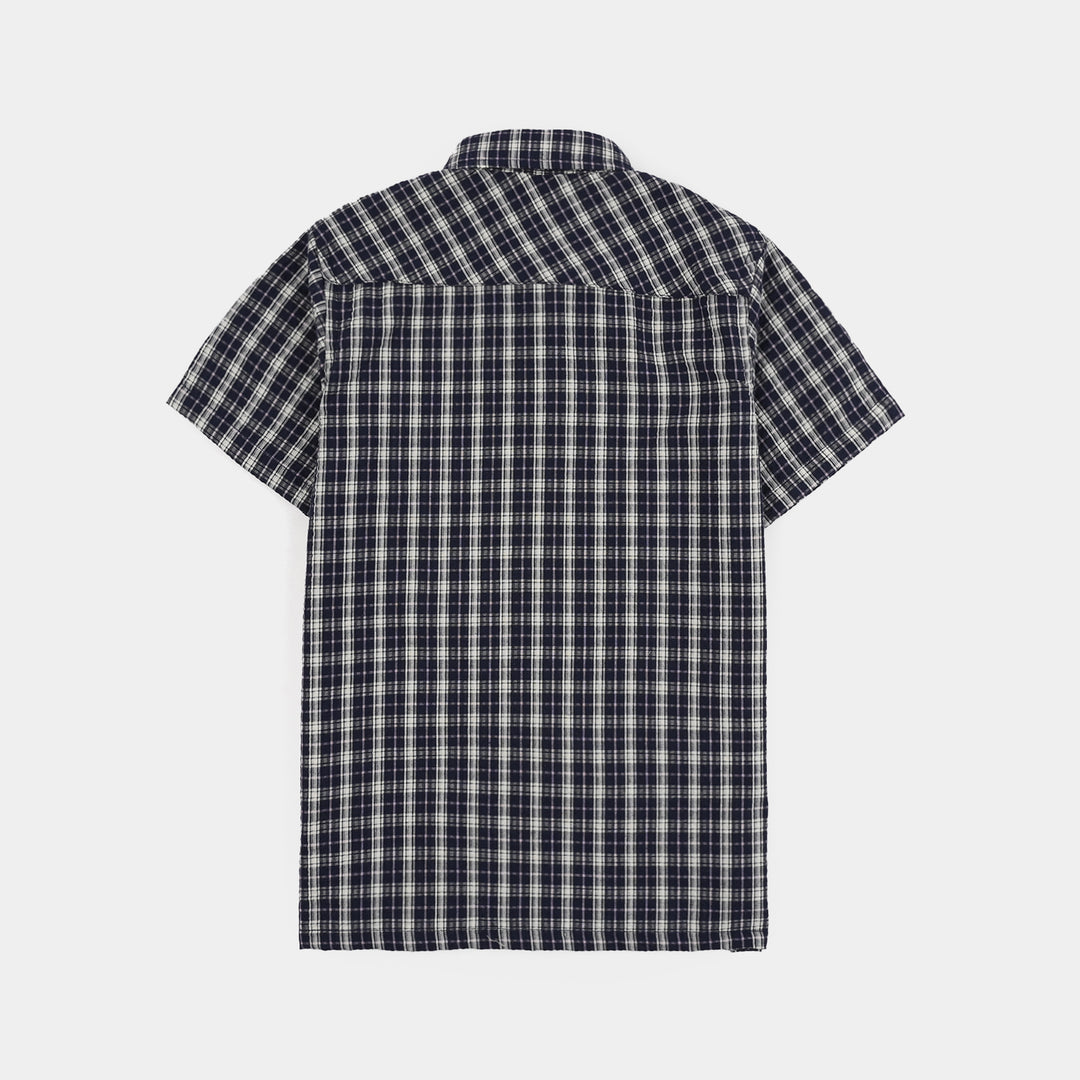 Teens Boys Yarn Dyed Shirt (Blue Berry) - Blue