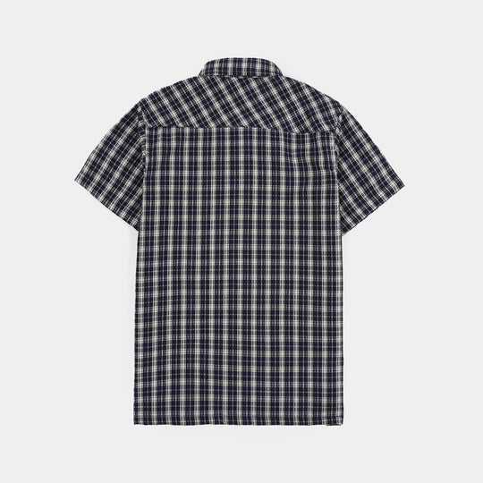 Teens Boys Yarn Dyed Shirt (Blue Berry) - Blue