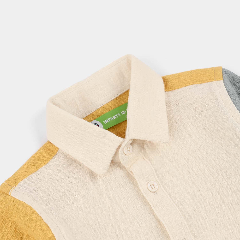 Infant Boys Gauze Shirt (Color Black)-OFF-White