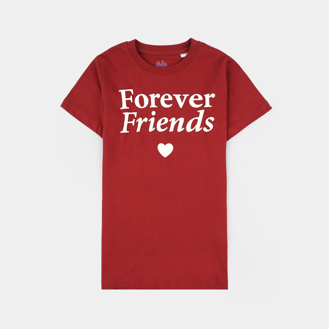 Girls Cotton Jersey T-Shirts Forever Friends) - Rio Red