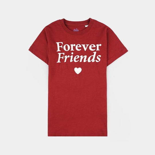 Girls Cotton Jersey T-Shirts Forever Friends) - Rio Red