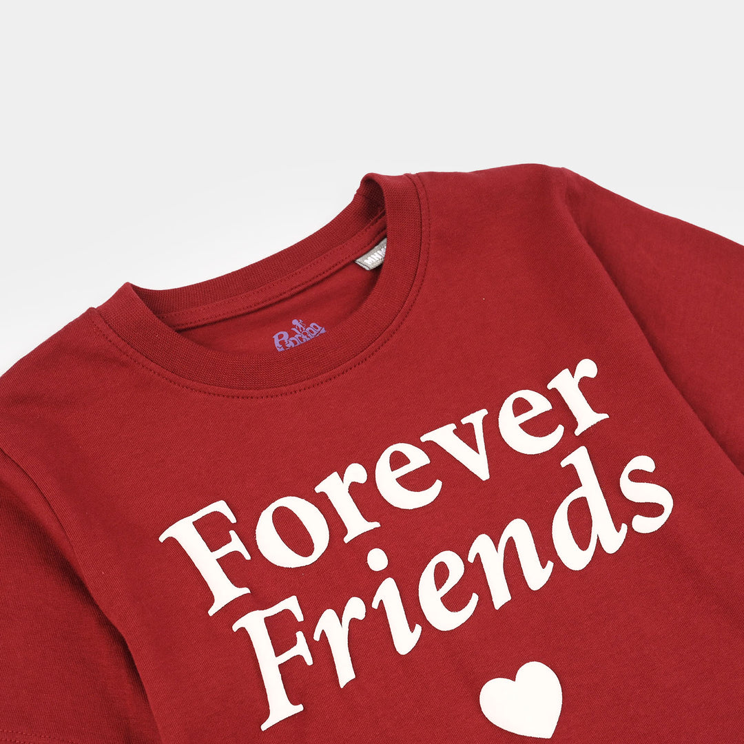 Girls Cotton Jersey T-Shirts Forever Friends) - Rio Red