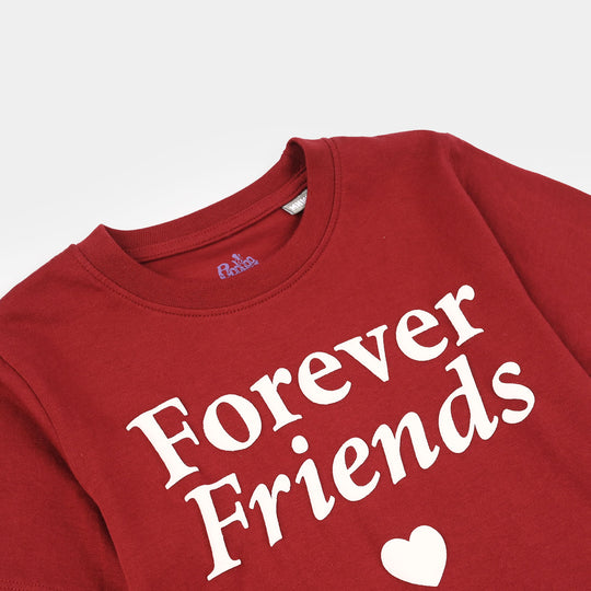 Girls Cotton Jersey T-Shirts Forever Friends) - Rio Red