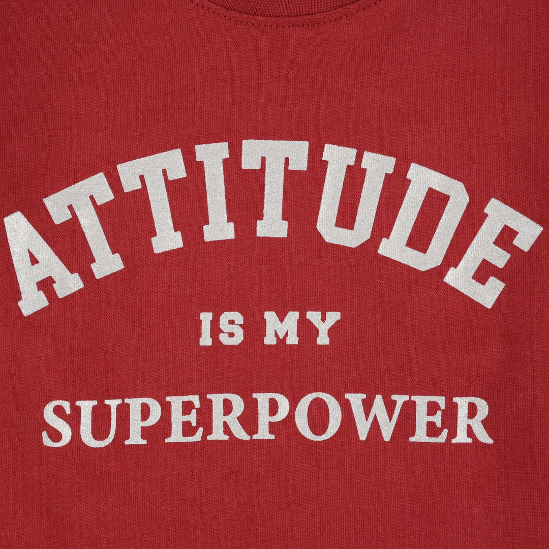 Girls Cotton Jersey T-Shirt (Attitude) - Red