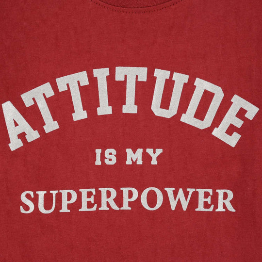 Girls Cotton Jersey T-Shirt (Attitude) - Red