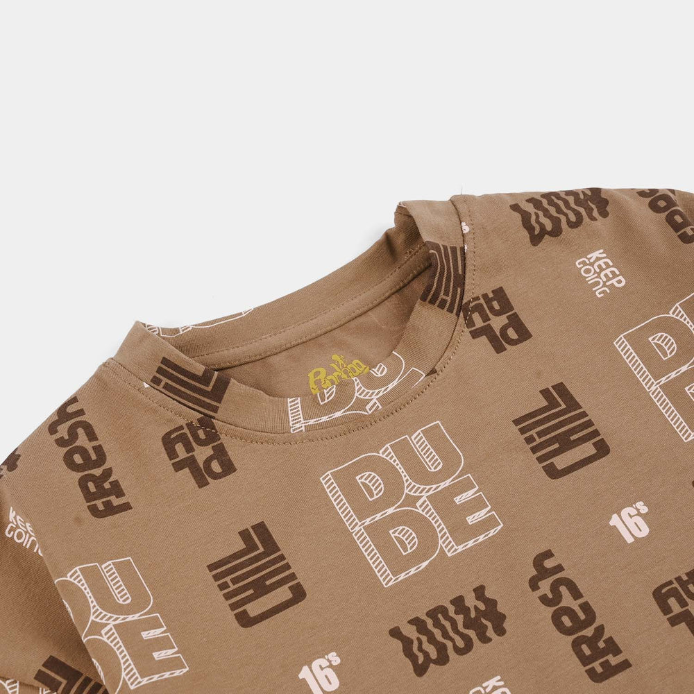 Boys Lycra Jersey T-Shirt (DUDE) - Brown