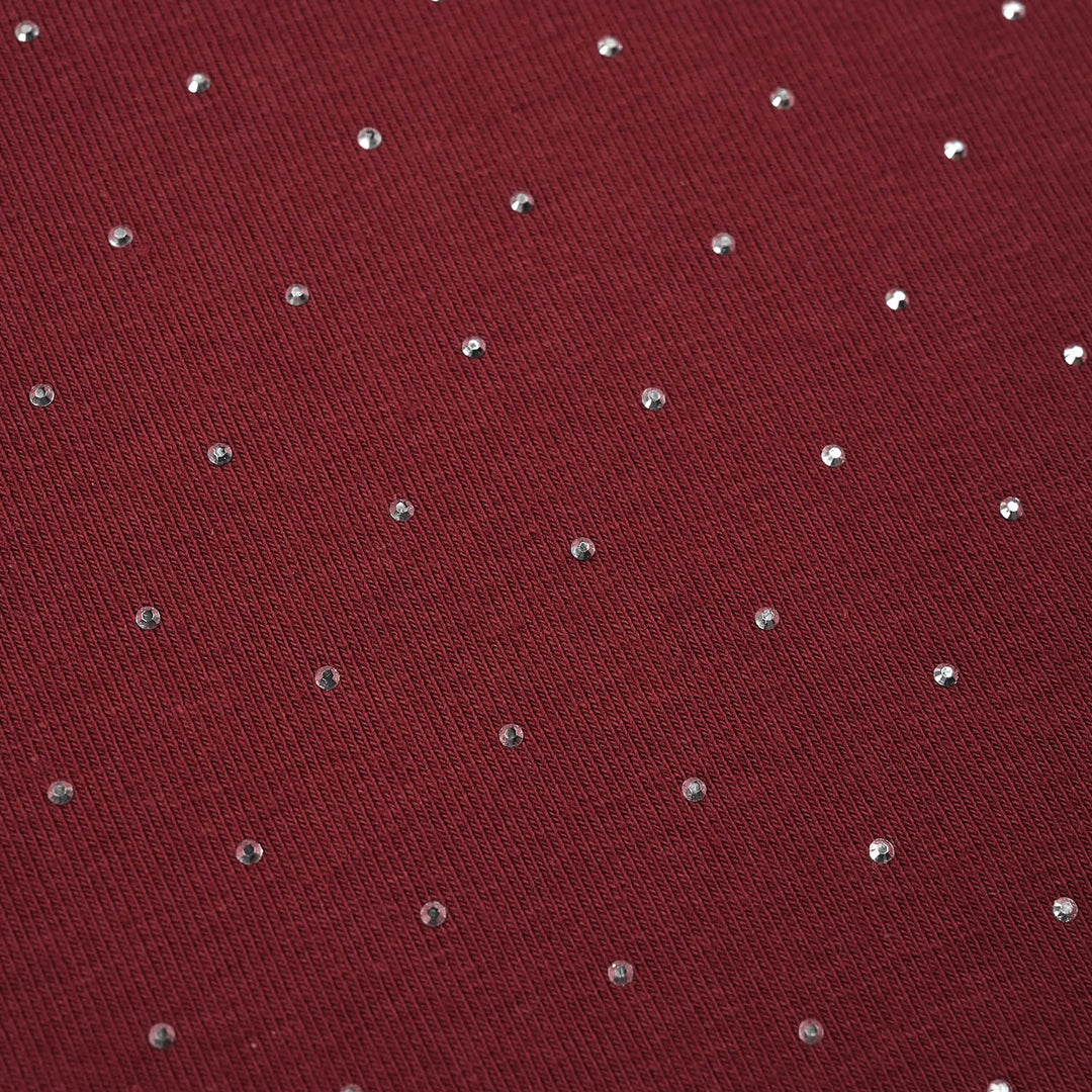 Girls Cotton Jersey T-Shirt Studs-RED
