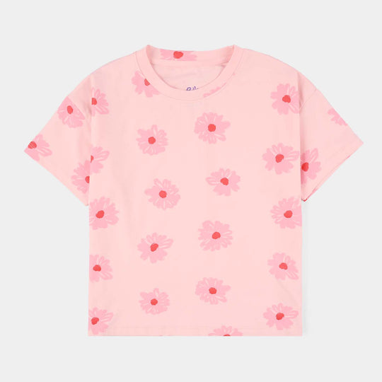 Girls Cotton Jersey T-Shirt (Florence) - Pink