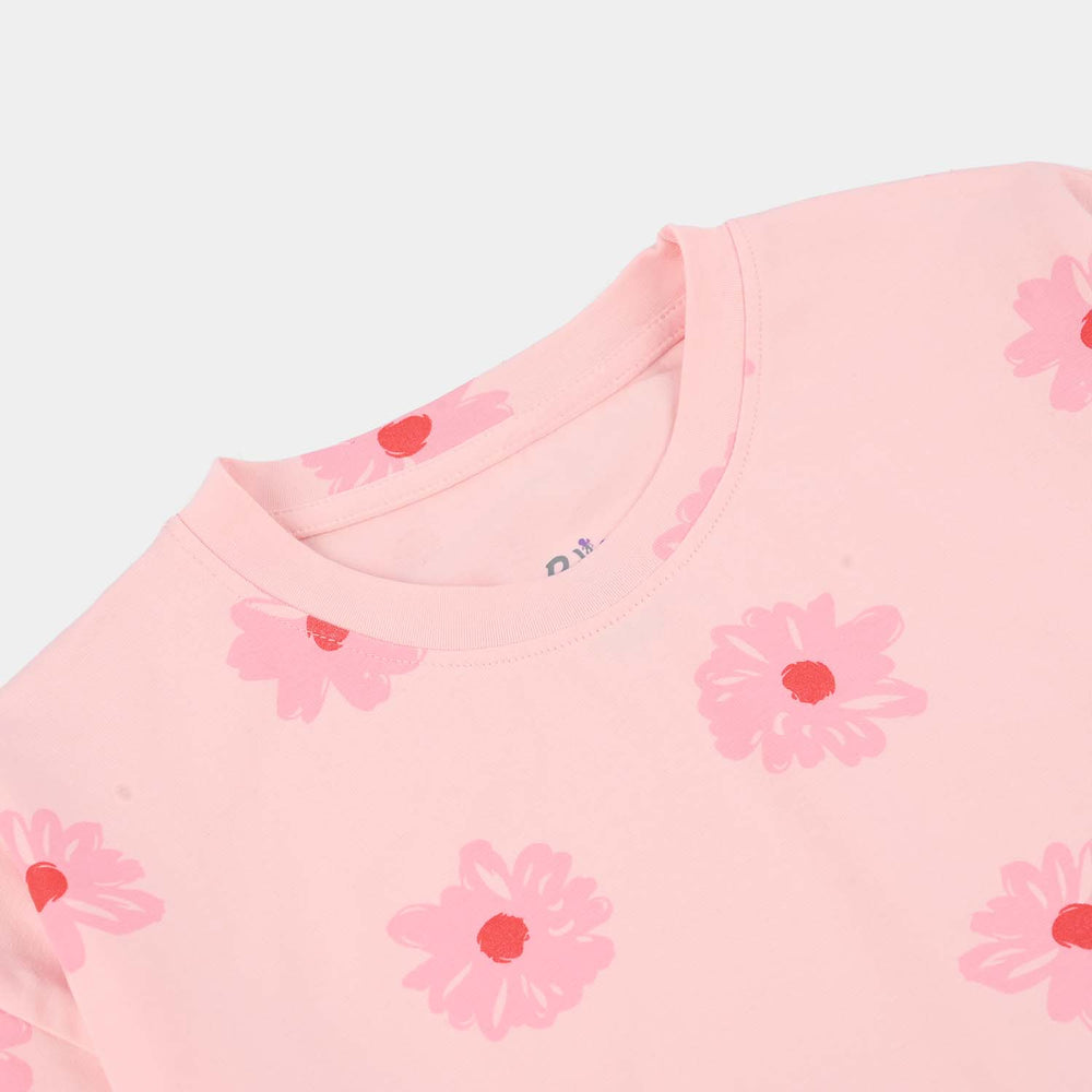 Girls Cotton Jersey T-Shirt (Florence) - Pink