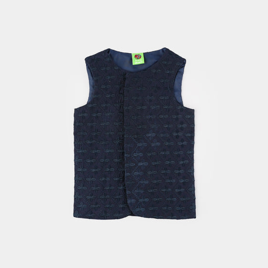 Boys Waist Coat (Royal EMB)-R.Blue