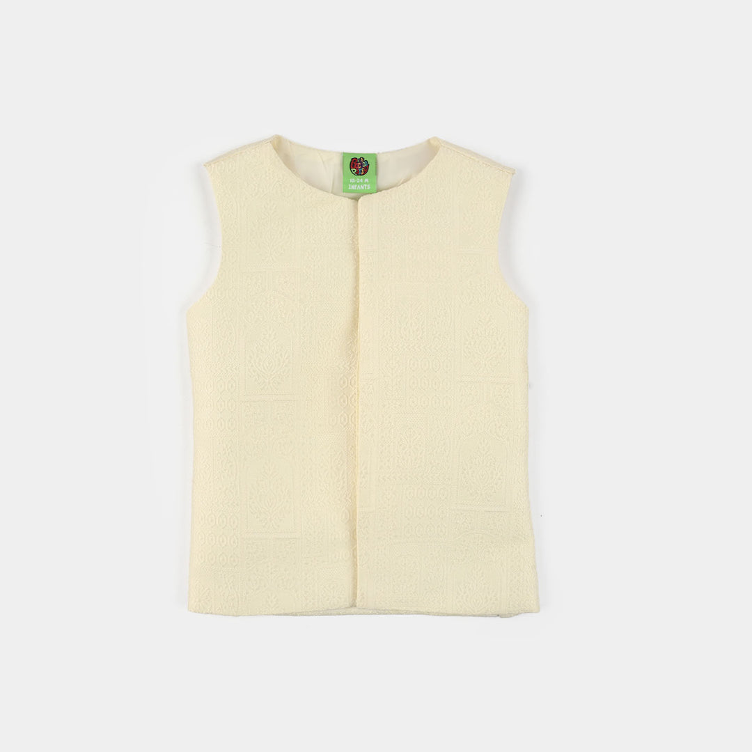 Boys Poly Viscose Waistcoat (After Glow)-Cream