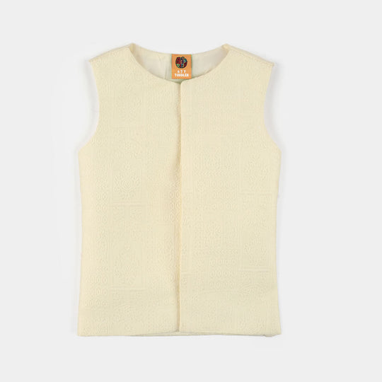 Boys Poly Viscose Waistcoat (After Glow)-Cream