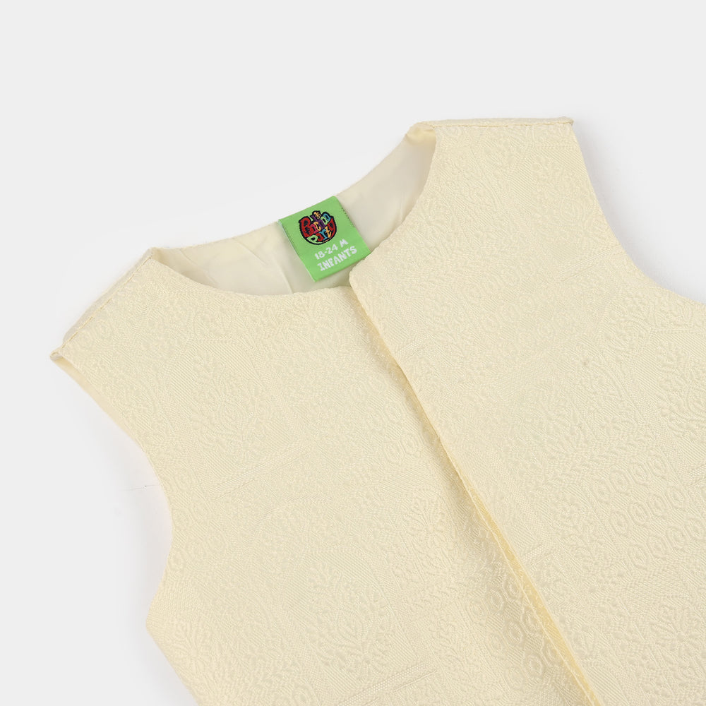 Boys Poly Viscose Waistcoat (After Glow)-Cream