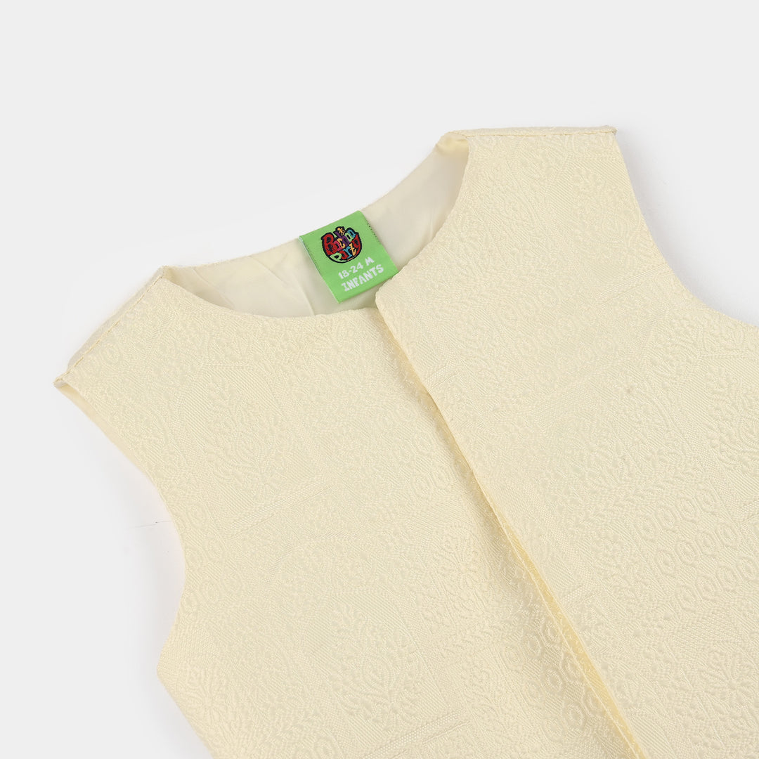 Boys Poly Viscose Waistcoat (After Glow)-Cream